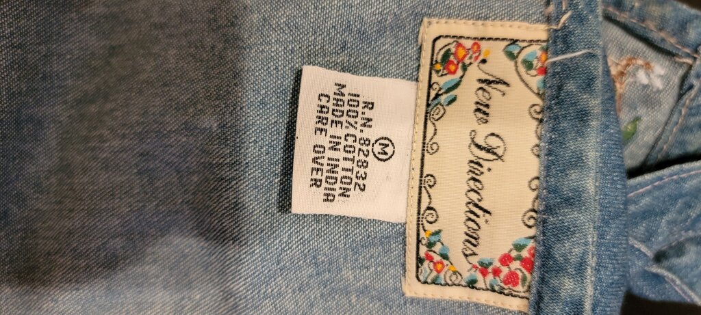 New Directions Floral Embroidered Denim Vest