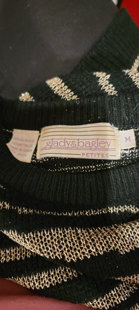 Gladys Bagley Petites Black and Gold Sweater