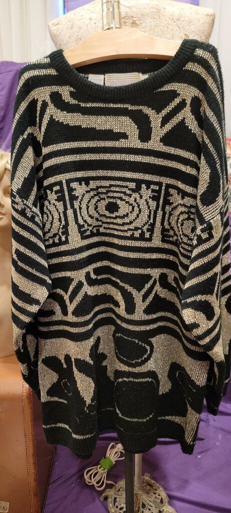 Gladys Bagley Petites Black and Gold Sweater