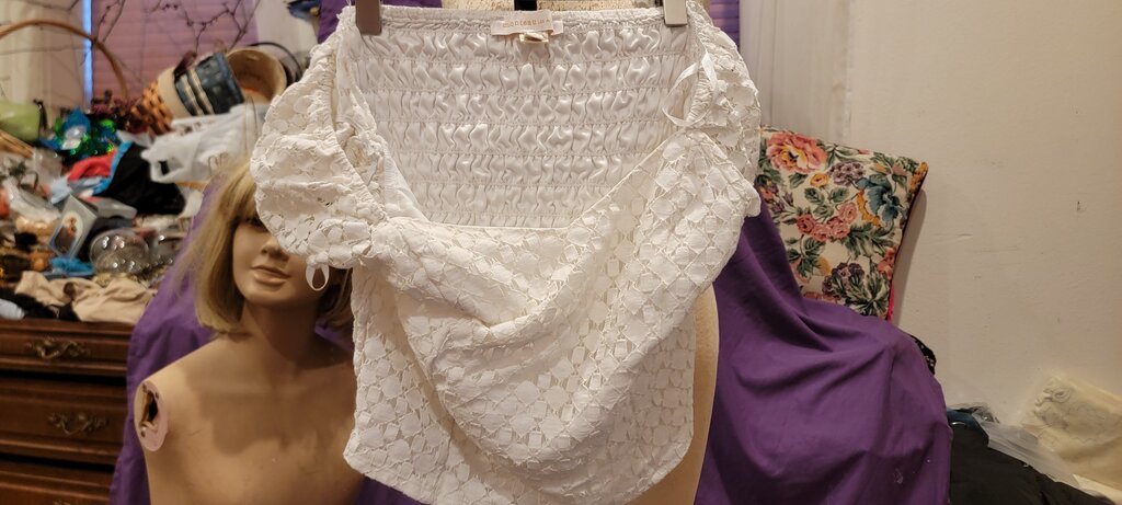 Monteau Women's White Smocked Top