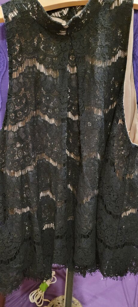 Lace Overlay Black Top