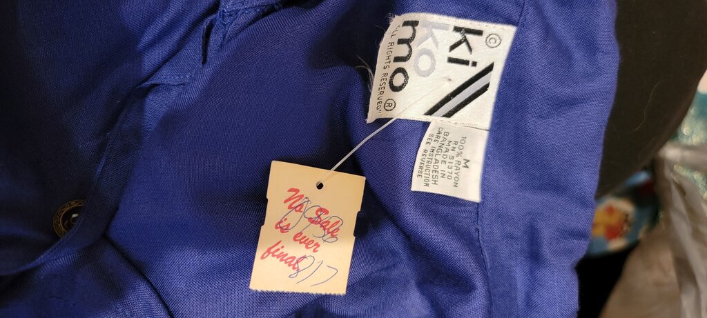 Men's Blue Rayon Button-Up Shirt