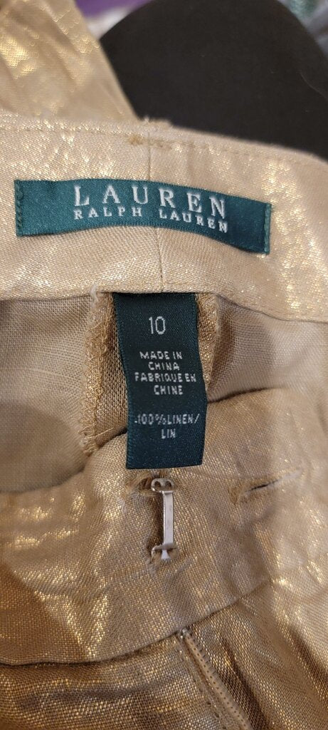 Lauren Ralph Lauren Women's Gold Linen Pants