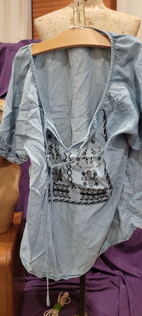 Women's Light Blue Embroidered Blouse