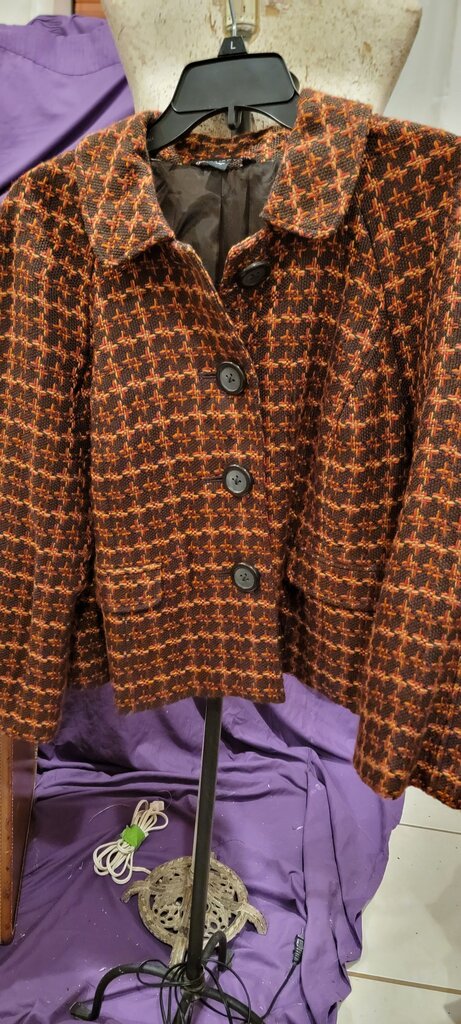 Briggs New York Petite Brown Tweed Jacket