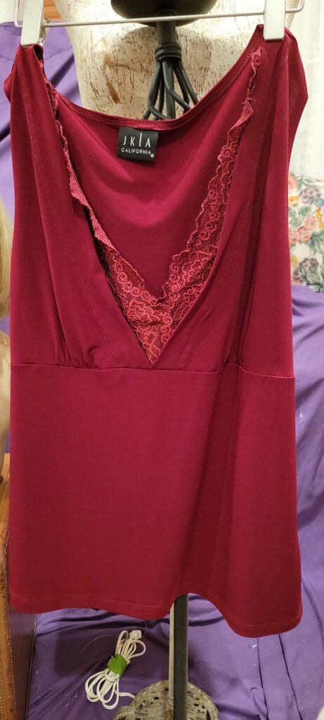 JKLA California Burgundy Lace Trim Top