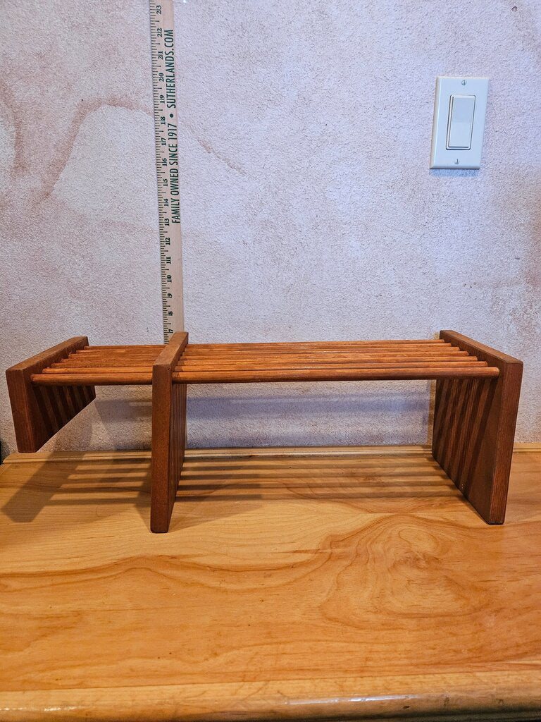 Vintage MCM Adjustable Wood Book Double Shelf Sliding Book End