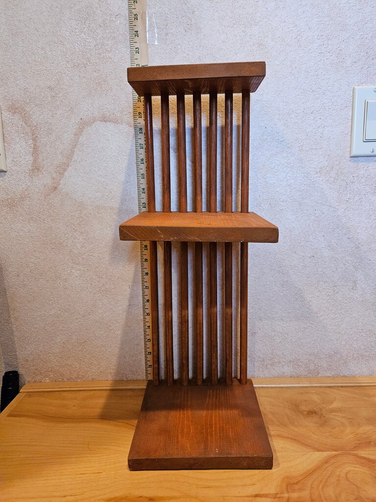 Vintage MCM Adjustable Wood Book Double Shelf Sliding Book End