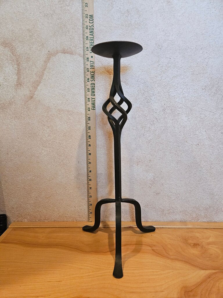 Wrought Cast Iron Candle Holder Twisted Basket 15" Spanish
