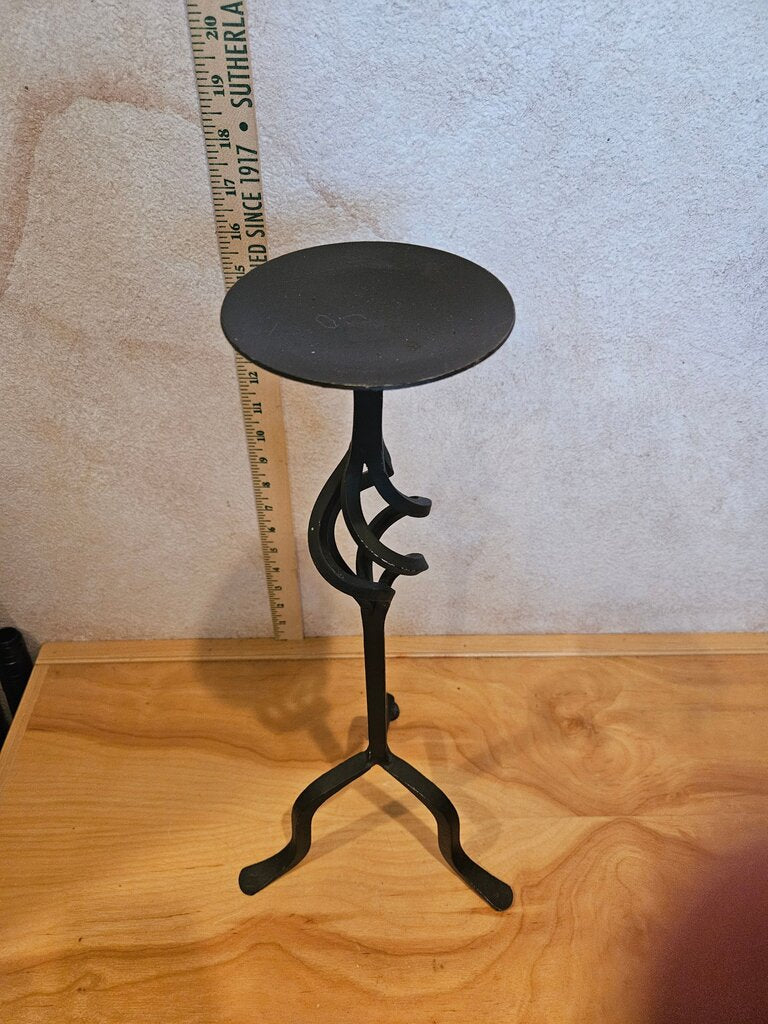 Wrought Cast Iron Candle Holder Twisted Basket 15" Spanish