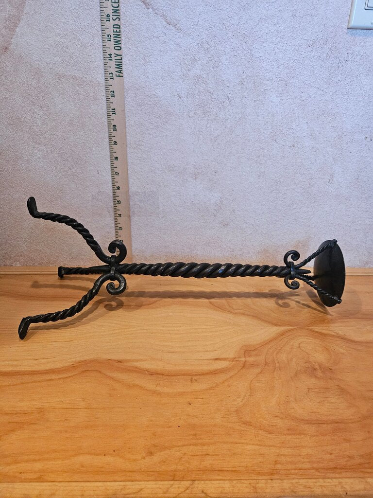 vintage black Twisted Pair Wrought Iron Pedestal Candle holders