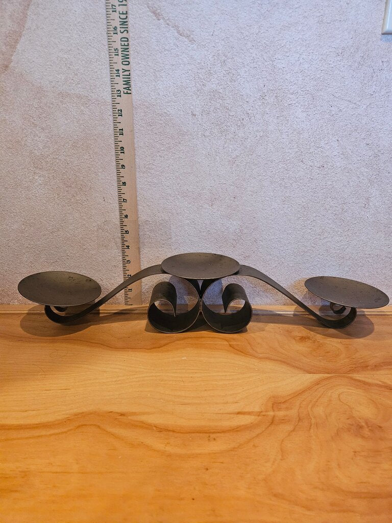 Vintage Brutalist Scroll Candle Holder/ Iron Candelstick Holder/ Mid Century Candle Holder