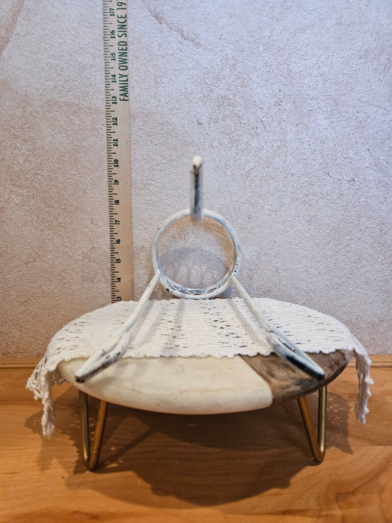 Vintage Chippy White Metal Plant Stand Riser