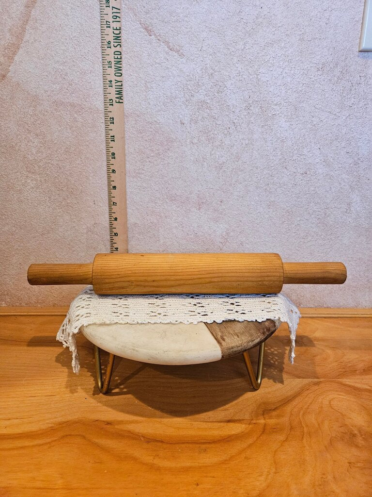 Vintage Wooden Rolling Pin w long squared off Handles Primitive Farmhouse