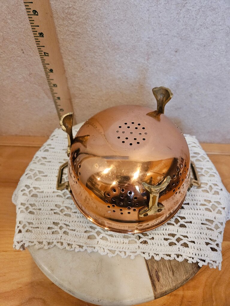 Vintage Small Copper and Brass Strainer Berry Colander by Old Dutch Design Apartment Kitchen Chef Gift Culinary Cooking