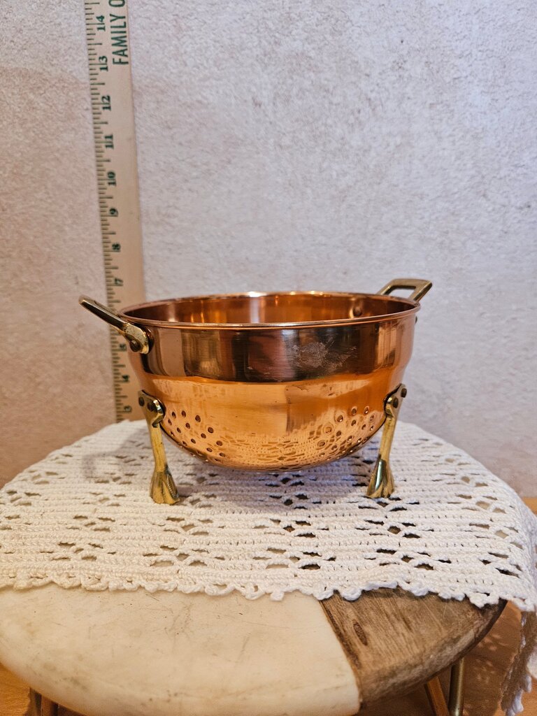 Vintage Small Copper and Brass Strainer Berry Colander by Old Dutch Design Apartment Kitchen Chef Gift Culinary Cooking