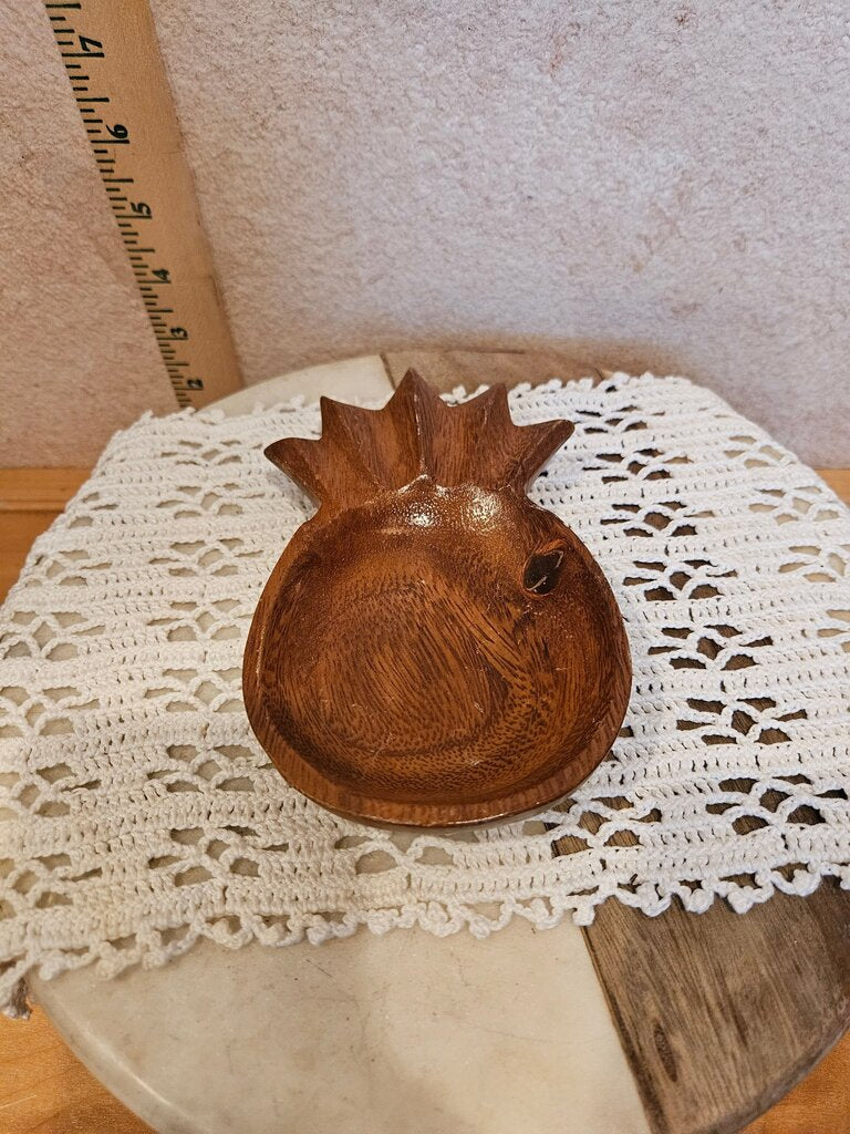Vintage Philippines Wood Pineapple Shaped Trinket Dish Nut Bowl Candy Dish MCM
