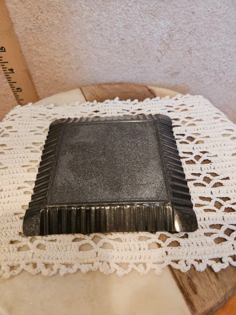 Vintage Metal Plate with Ribbed Edges