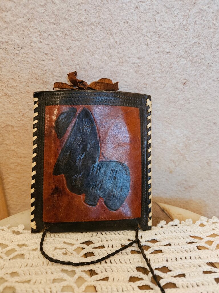 Handcrafted Leather Waller Neck Passport Card Phone Holder Oxblood Black Tribal African Long Ties