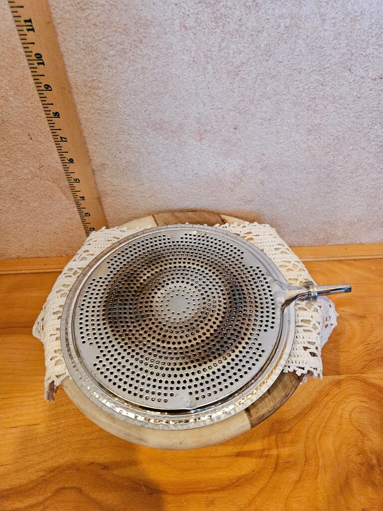 Mid Century Modern Wood Handled Metal Flame Diffuser for Gas Stovetop