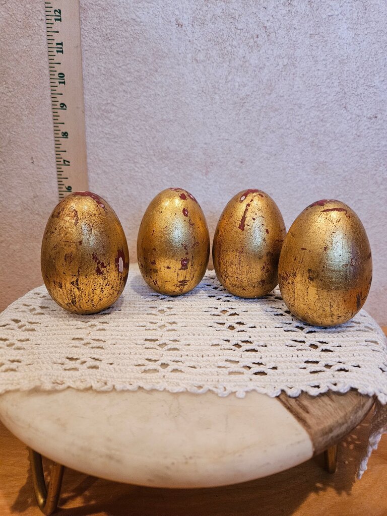 Set of Vintage Golden Easter Eggs