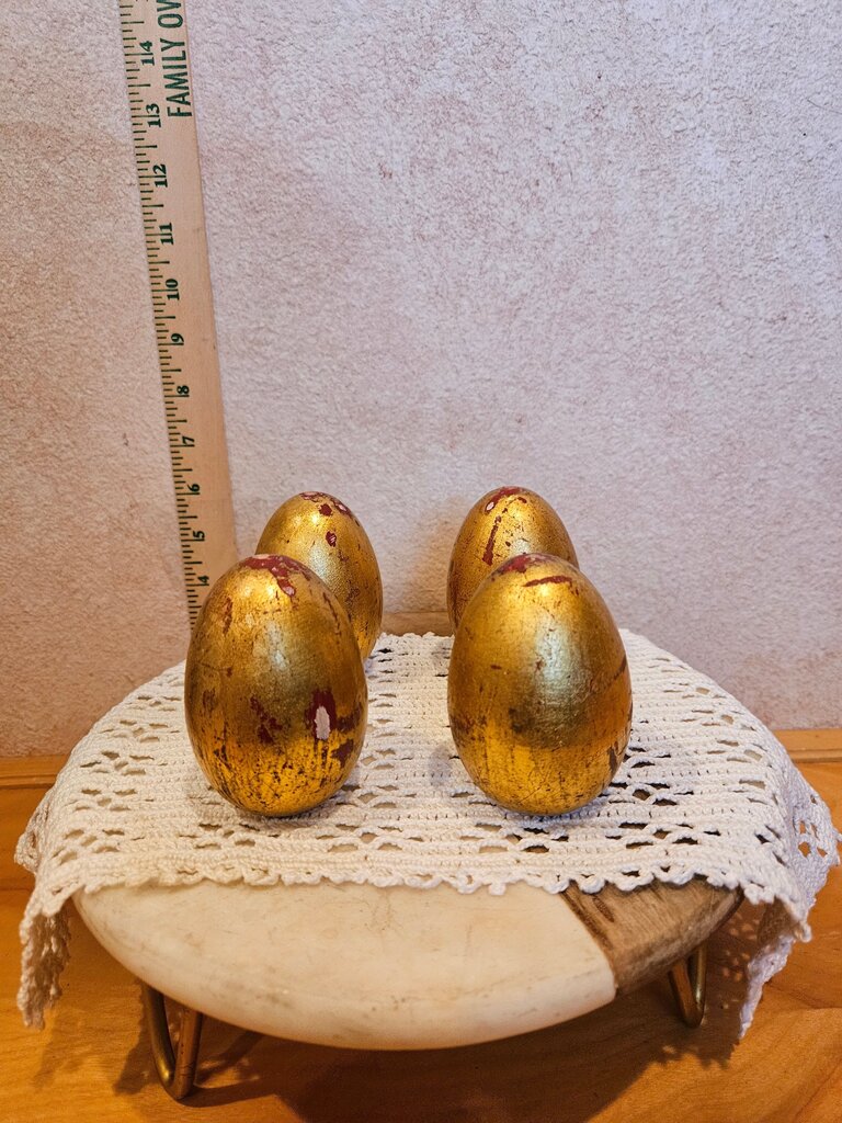 Set of Vintage Golden Easter Eggs