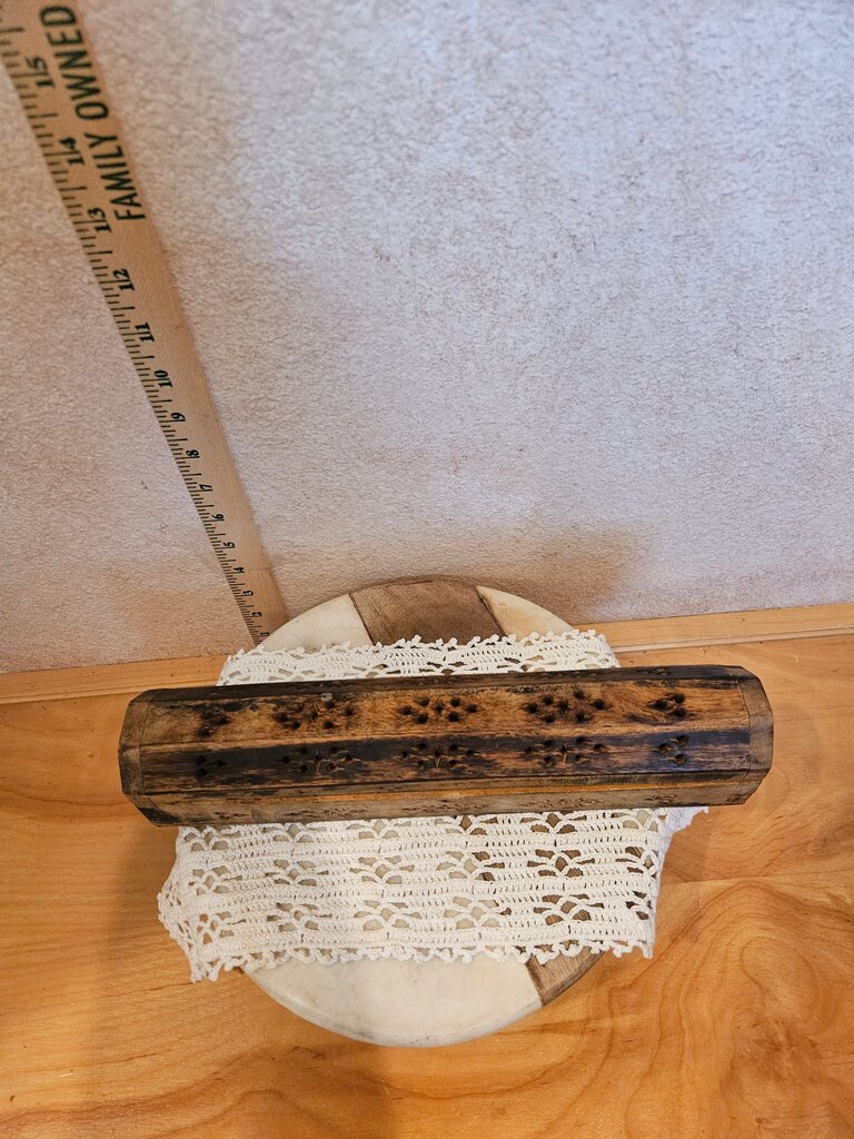 Large 12" Carved Rectan Wooden Coffin Incense Burner Holder Inlay/Storage as is