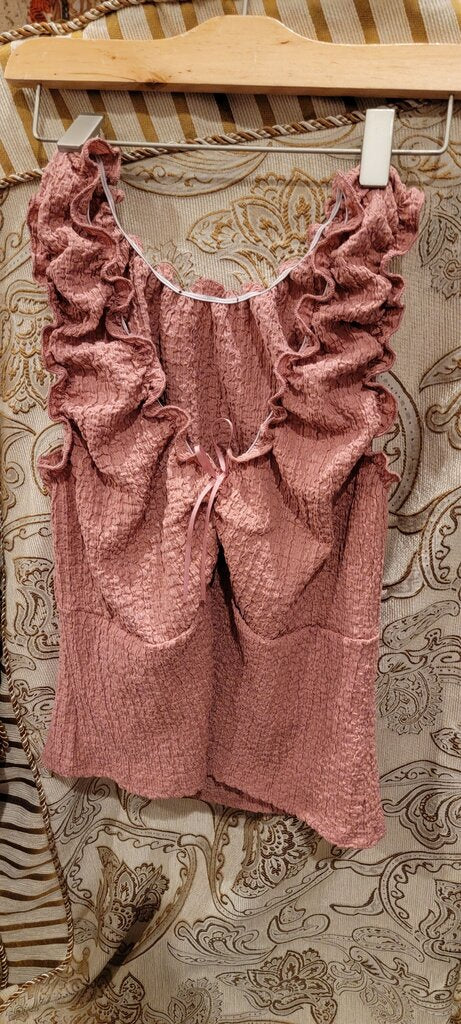 Ruffled Sleeveless Top in Dusty Rose