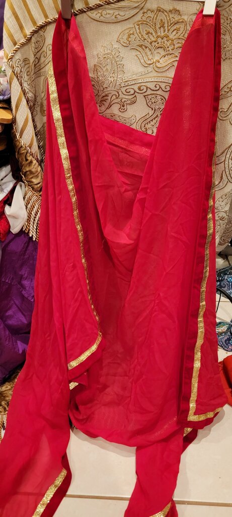 Elegant Red Fabric with Gold Trim