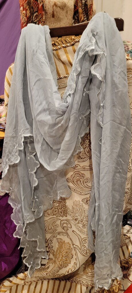 Light Blue Fringed Scarf