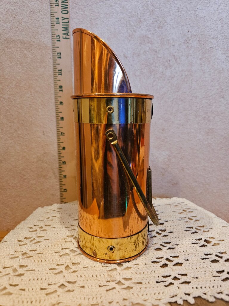 Vintage Brass with Copper Accent Match Stick Holder Ash Scooper | Unique Vase