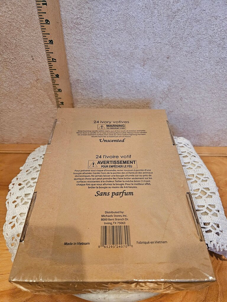24 Pack Unscented Ivory Votive Candles