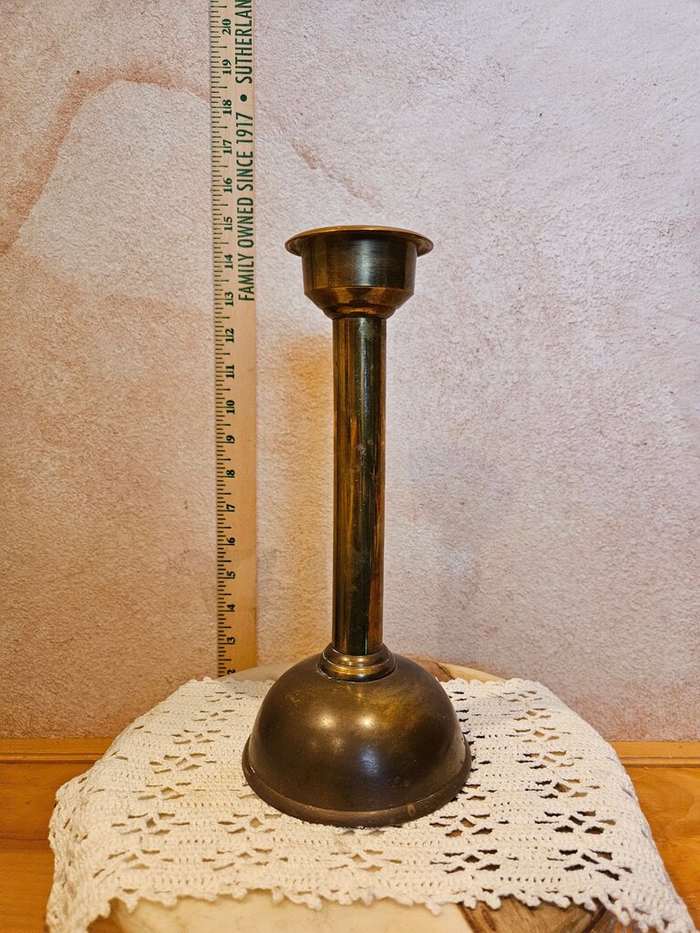Vintage 1960's - 70's Solid Brass 14 1/4 Inch Single Candle Holder - Stick