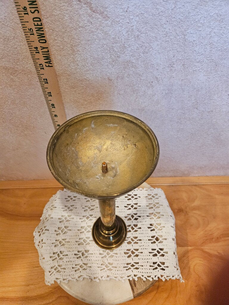 Vintage 1960's - 70's Solid Brass 14 1/4 Inch Single Candle Holder - Stick