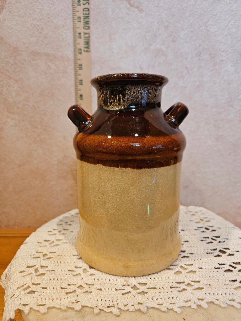 Enesco Stoneware Brown Drip Pottery Milk Crock Jug 'Live Better Naturally'