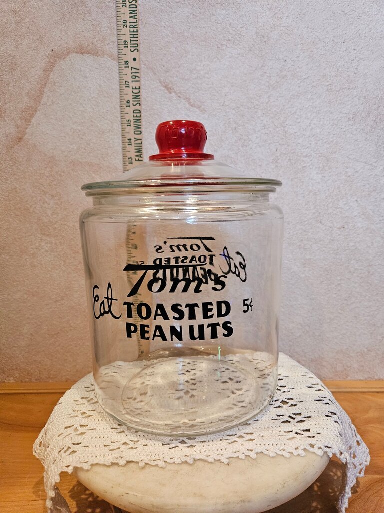 Vintage Toms Peanut Jar, Store Display, Tom's Peanut Jar, Toms Peanuts Jar, Antique Advertising, Large Vintage Jar, Advertising Jar