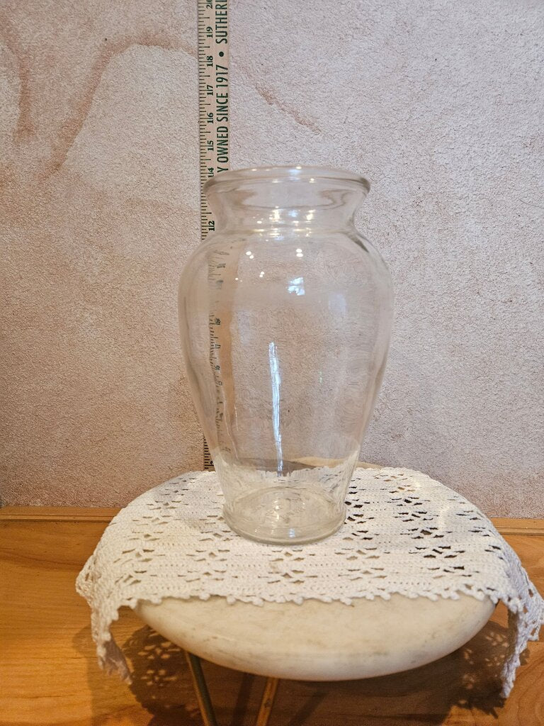 Large Vintage ming shape Flower Vase, Brody Clear Glass, Floral Arrangement Home Decor, Wedding Decor, Fresh Flowers, Anniversary