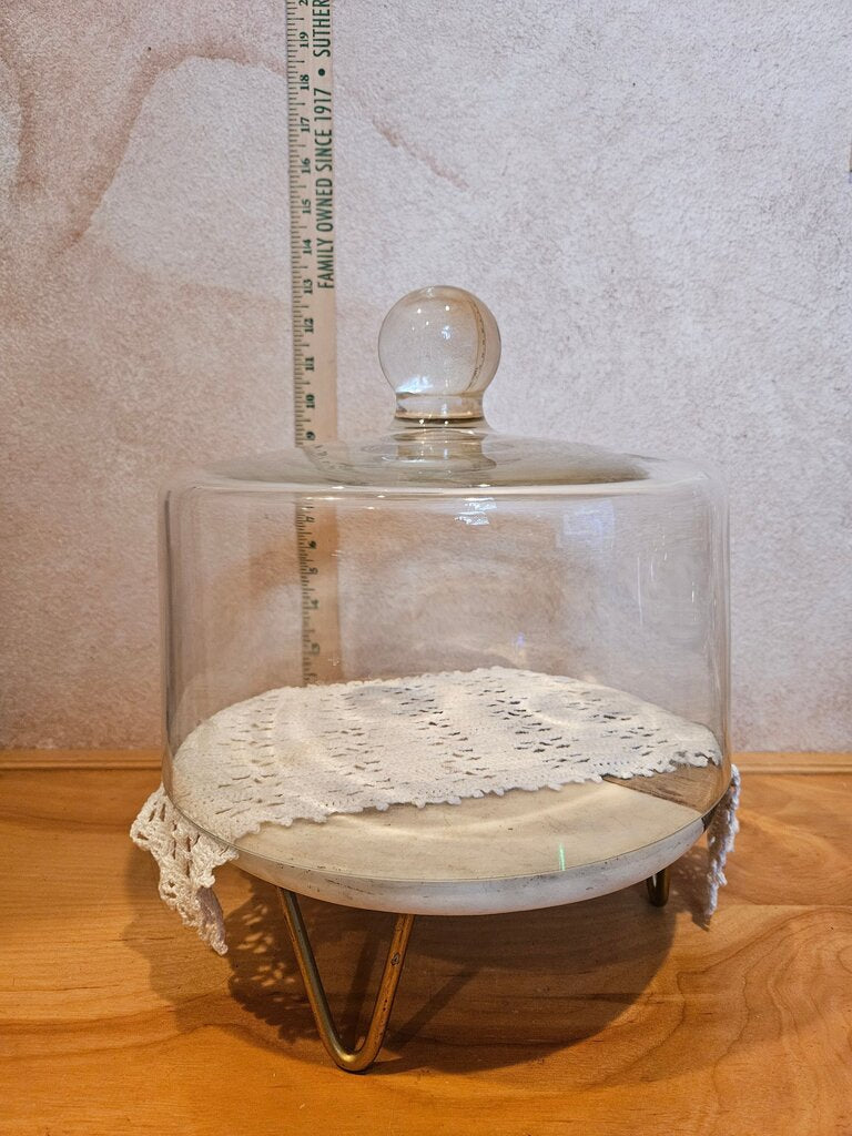 old glass bell w x lg glass knob / vintage cheese bell / glass bell / cloche / dome for food or decor Glass Cake Lid