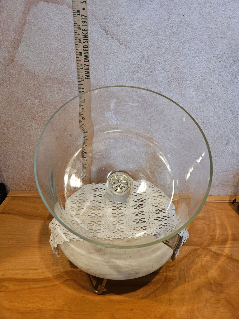 old glass bell w x lg glass knob / vintage cheese bell / glass bell / cloche / dome for food or decor Glass Cake Lid