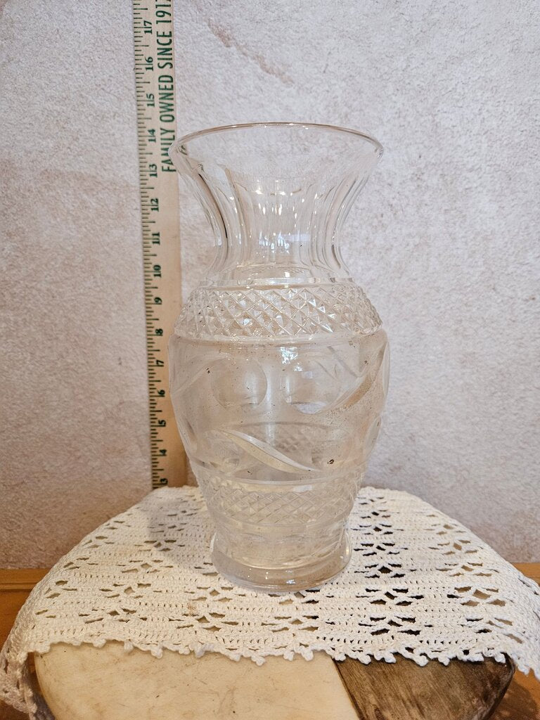 Vintage Waterford Cut Crystal Vase from Giftware Collection in Discontinued Swirl Pattern, Circa 1990.