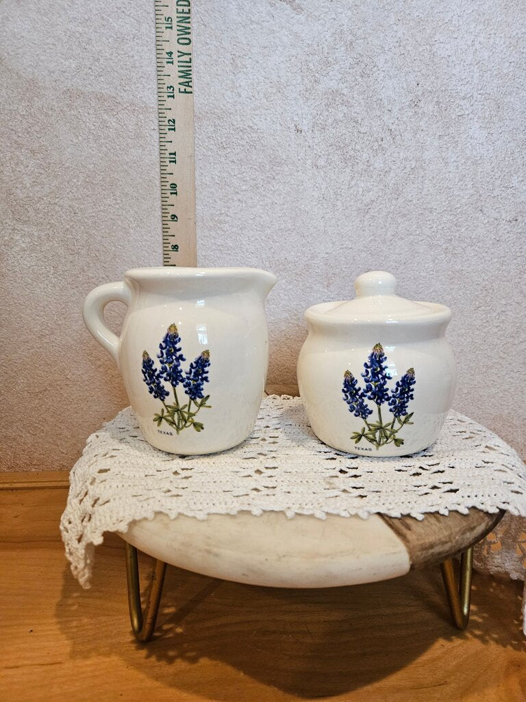 Texas Bluebonnet Creamer and Sugar Set