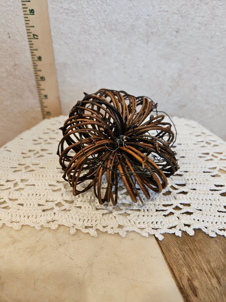 Rustic Twig Crafted Pumpkin Twigs, Sticks Shaped, Cabin Fall or Autumn Woven Decor