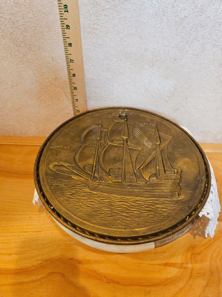 Vintage Nautical Ship Wall Plaque 1950s Vintage Brass Wall Plaque Vintage Brass Wall Hanging Sailing Ship Vintage Tall Ship