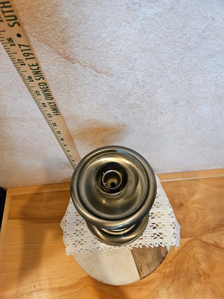 Vintage MCM Metal Candle Holder with large drip plate to catch wax!