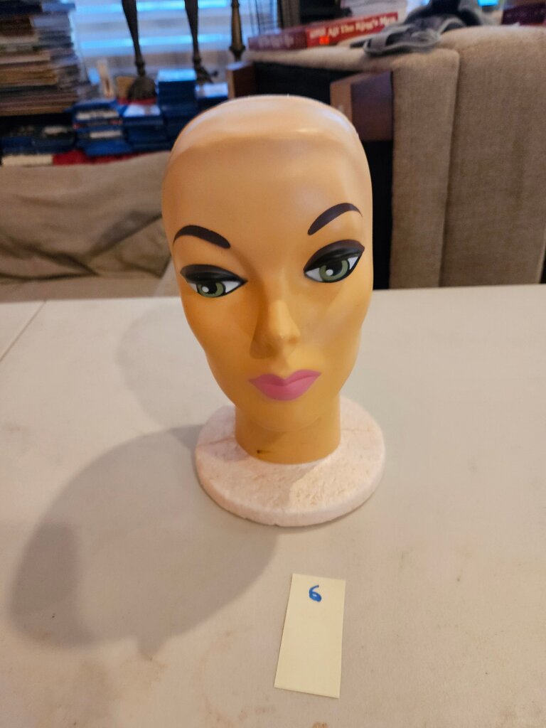 Vintage Mannequin Face w Styrofoam Head Female Display 1960s / Vintage Hat Stand Display / Wig Stand / Prop / Bald Display Stand6