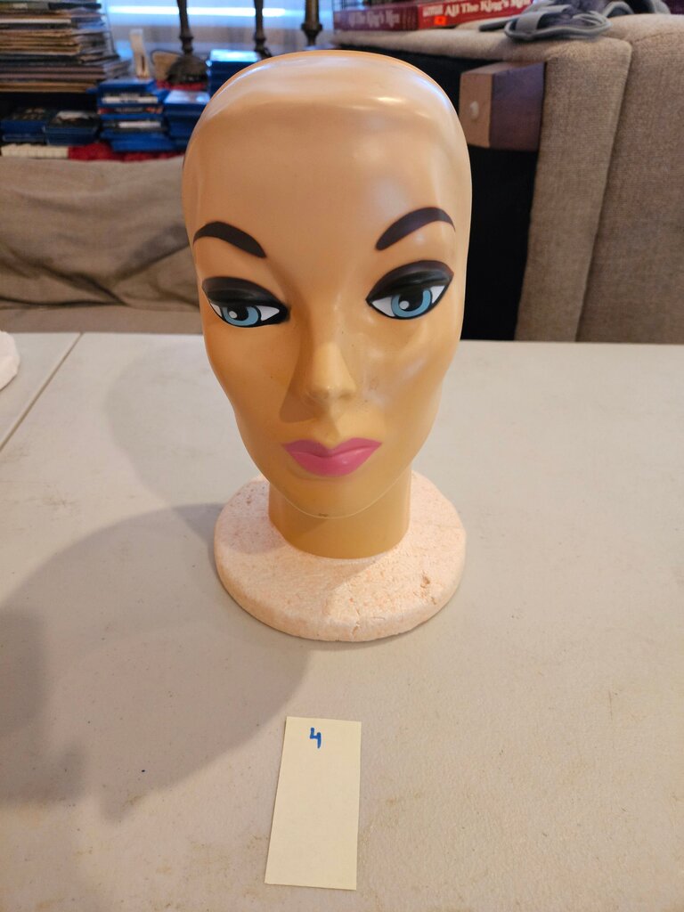 Vintage Mannequin Face w Styrofoam Head Female Display 1960s / Vintage Hat Stand Display / Wig Stand / Prop / Bald Display Stand4