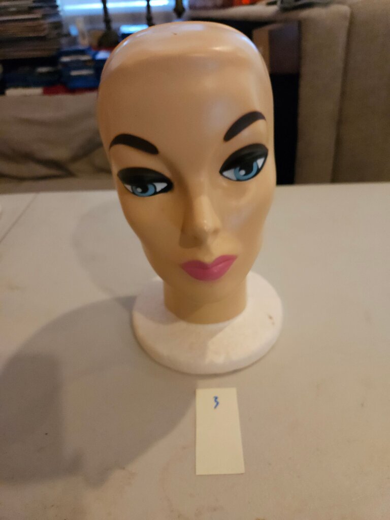 Vintage Mannequin Face w Styrofoam Head Female Display 1960s / Vintage Hat Stand Display / Wig Stand / Prop / Bald Display Stand3