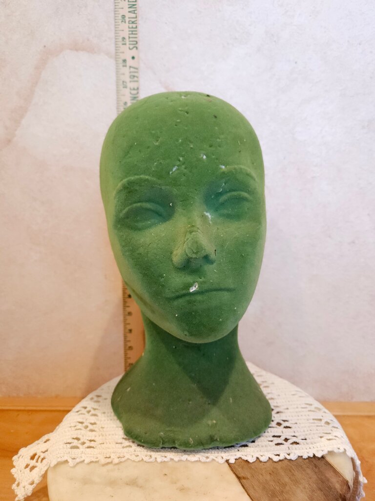 Vintage Green Foam Mannequin Head