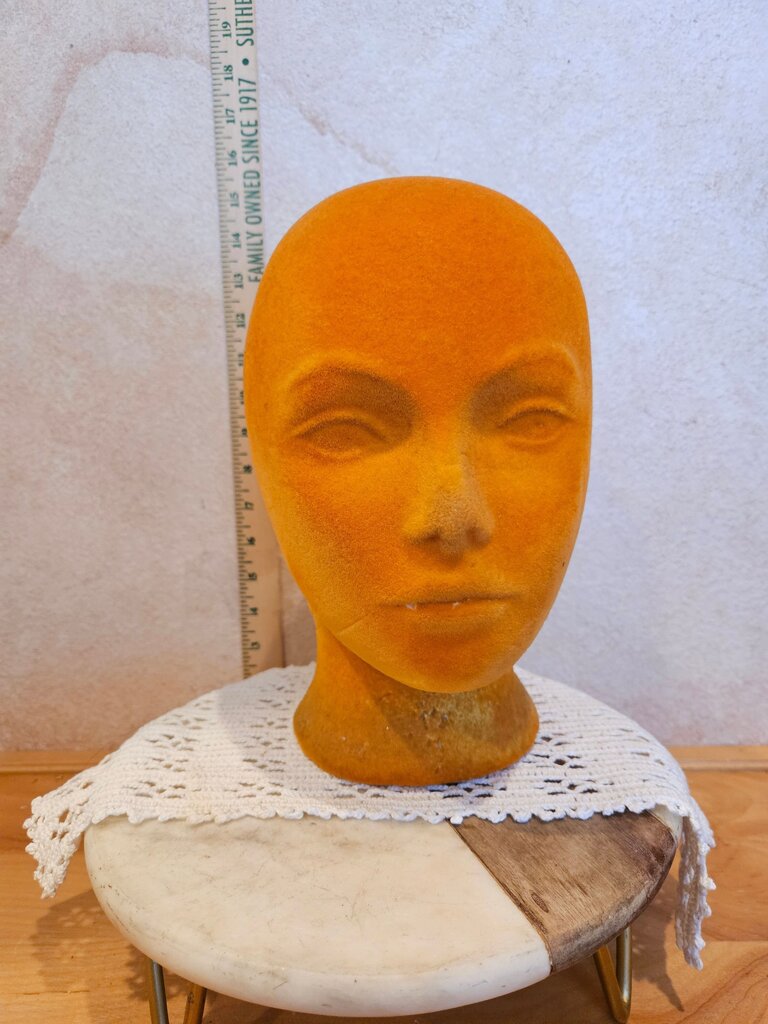 Vintage Orange Styrofoam Mannequin Head