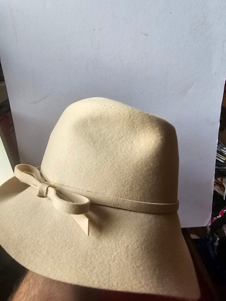 Beige Wool Hat with Bow